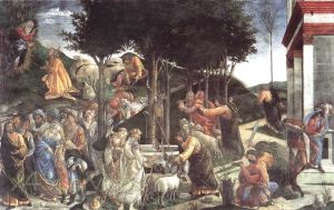Reproduktion nach Sandro Botticelli - Die Versuche und die Berufung des Moses
